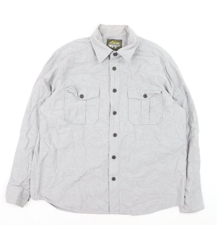 Eddie Bauer Men’s Grey Cotton Flannel Button-Up Shirt L