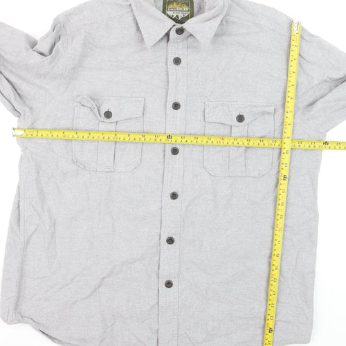 Eddie Bauer Men’s Grey Cotton Flannel Button-Up Shirt L