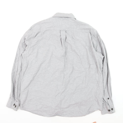 Eddie Bauer Men’s Grey Cotton Flannel Button-Up Shirt L