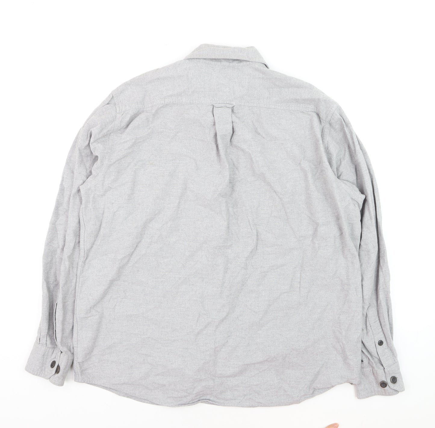 Eddie Bauer Men’s Grey Cotton Flannel Button-Up Shirt L