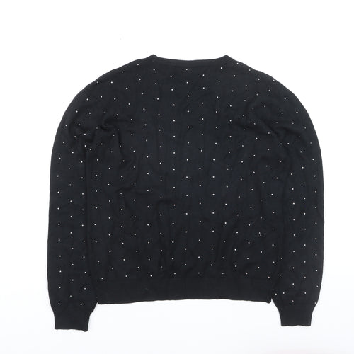Marks and Spencer Women's Black Beaded Crew Neck Jumper Size L