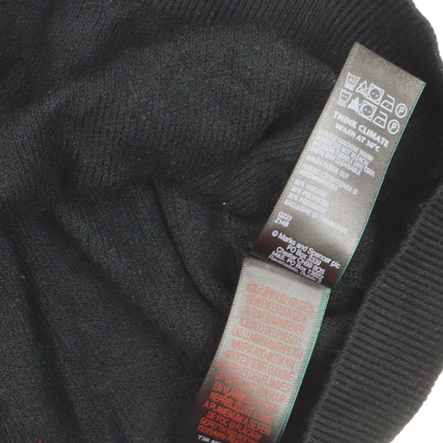 Marks and Spencer Women's Black Beaded Crew Neck Jumper Size L