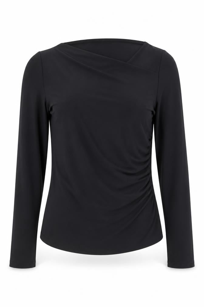 Front view of Quiz Women's Black Wrap Blouse Long Sleeve, size 10