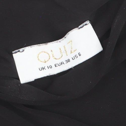 Quiz Women's Black Wrap Blouse Long Sleeve Size 10