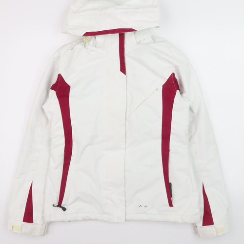 Parallel Womens White Ski Jacket Size 8 Hooded Waterproof Coat