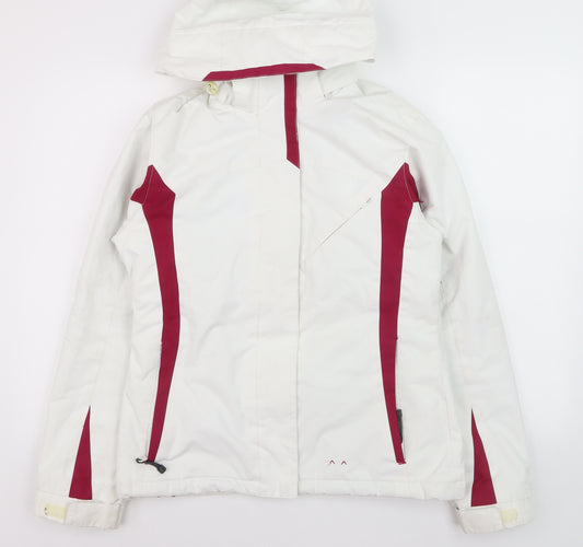 Parallel Womens White Ski Jacket Size 8 Hooded Waterproof Coat
