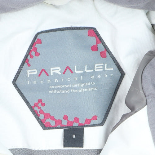 Parallel Womens White Ski Jacket Size 8 Hooded Waterproof Coat