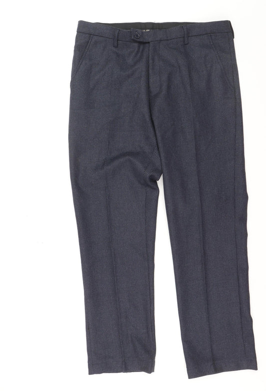 Cavani Women's Blue Herringbone Dress Pants Size 12 Regular Fit