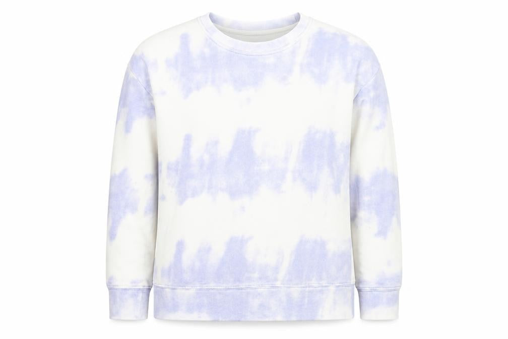 Front view of Dunnes Women Purple Tie-Dye Pullover Sweatshirt, size S