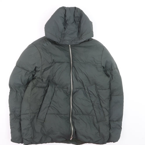 Primark Women’s Green Puffer Jacket Hooded Medium Thermal Wind Resistant