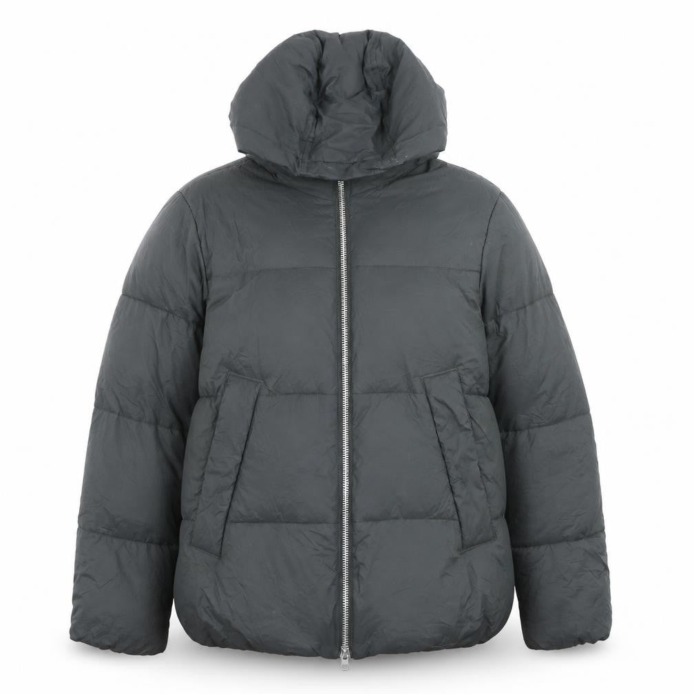 Front view of Primark Women’s Green Puffer Jacket Hooded Medium Thermal Wind Resistant