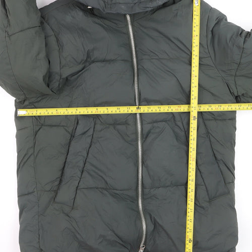 Primark Women’s Green Puffer Jacket Hooded Medium Thermal Wind Resistant
