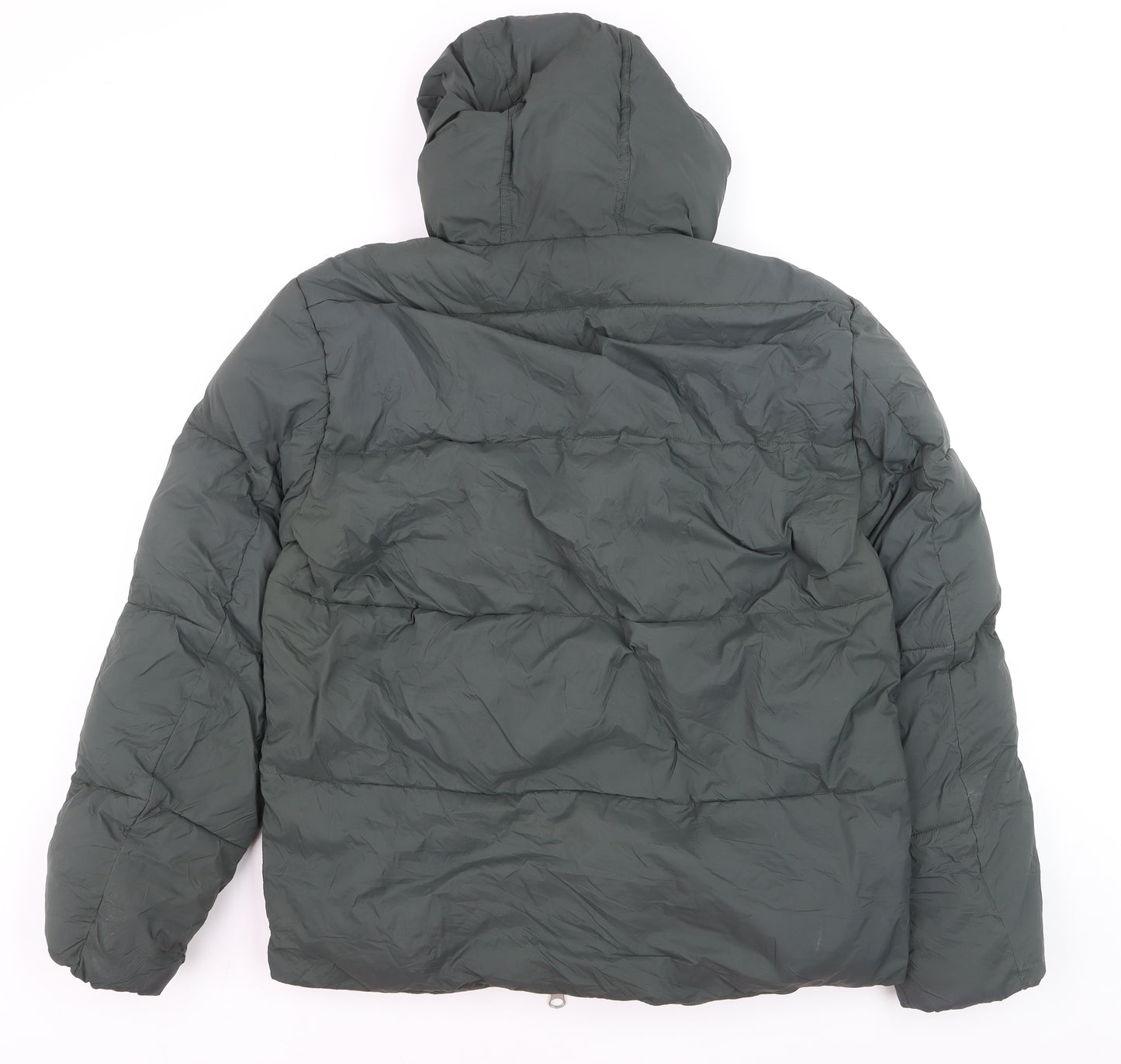 Primark Women’s Green Puffer Jacket Hooded Medium Thermal Wind Resistant