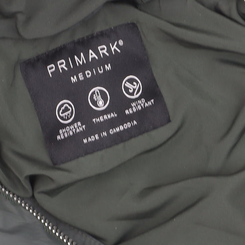 Primark Women’s Green Puffer Jacket Hooded Medium Thermal Wind Resistant