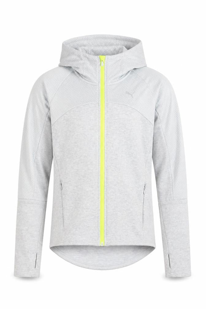 Front view of Puma Men's Grey XS Slim Fit Hooded Track Jacket