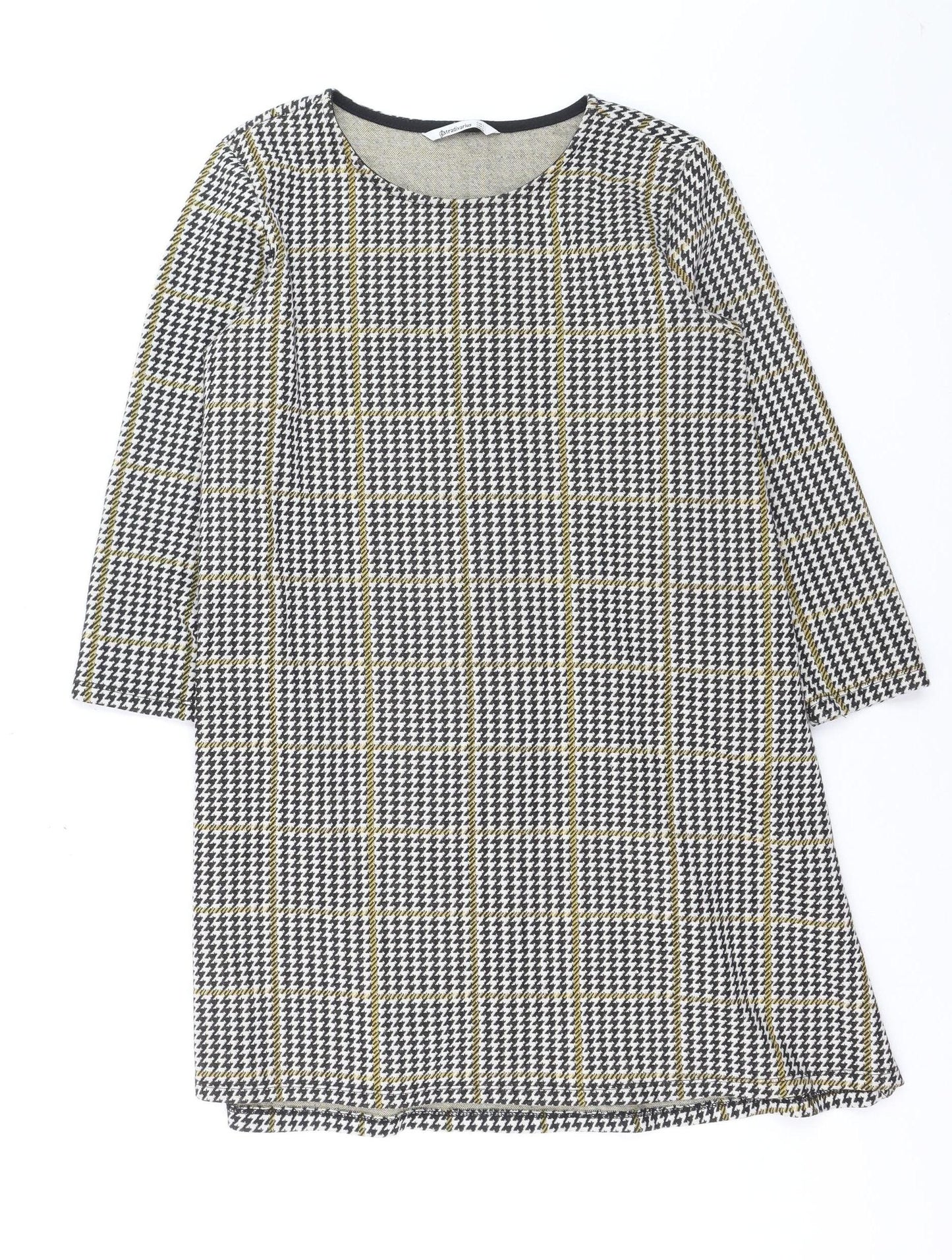 Stradivarius Women's Multicoloured Houndstooth Shift Dress Size 14