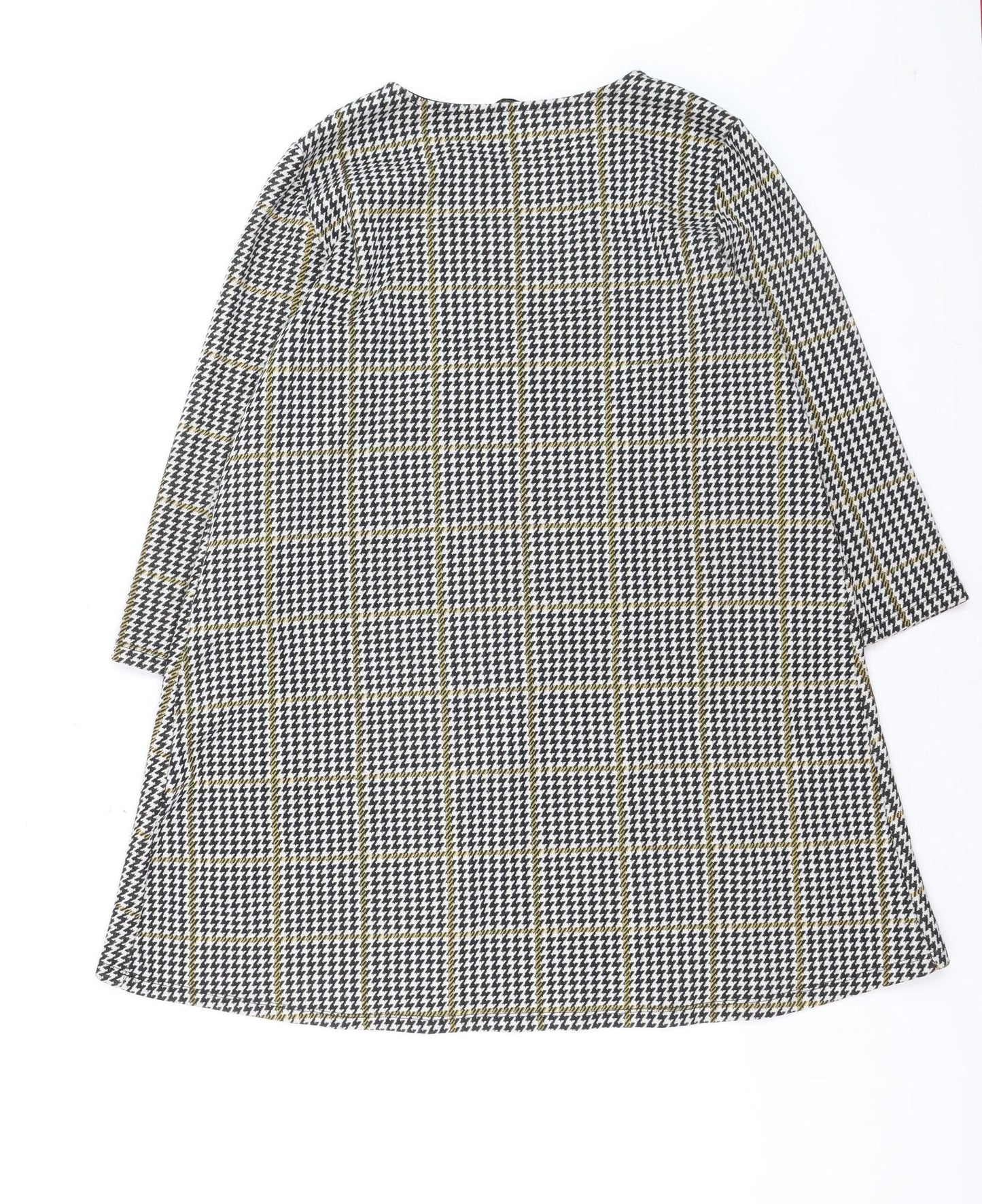 Stradivarius Women's Multicoloured Houndstooth Shift Dress Size 14