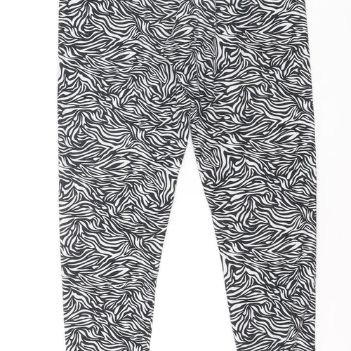 Golddigga Womens Black Zebra Print Ankle Leggings Size 10