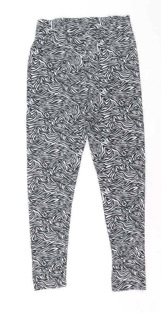 Golddigga Womens Black Zebra Print Ankle Leggings Size 10