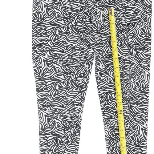 Golddigga Womens Black Zebra Print Ankle Leggings Size 10