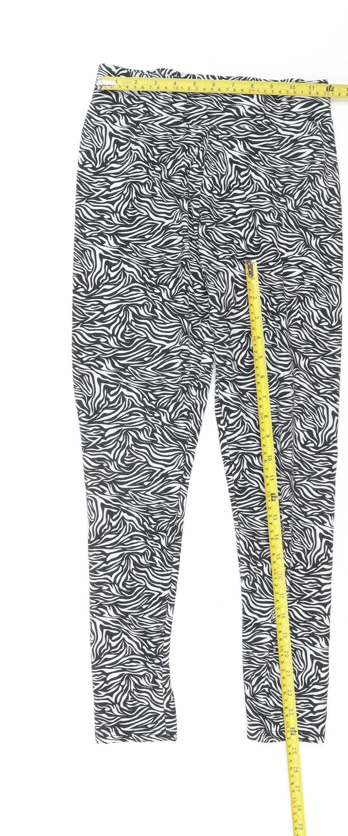 Golddigga Womens Black Zebra Print Ankle Leggings Size 10