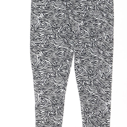 Golddigga Womens Black Zebra Print Ankle Leggings Size 10