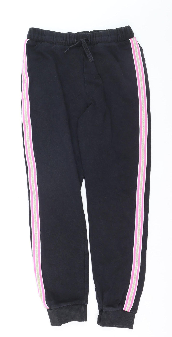 Marks and Spencer Girls Black Jogger Trousers 14-15 Years Fleece Lined