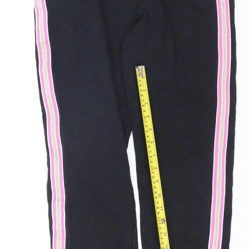 Marks and Spencer Girls Black Jogger Trousers 14-15 Years Fleece Lined
