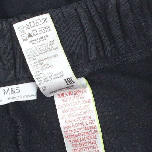 Marks and Spencer Girls Black Jogger Trousers 14-15 Years Fleece Lined