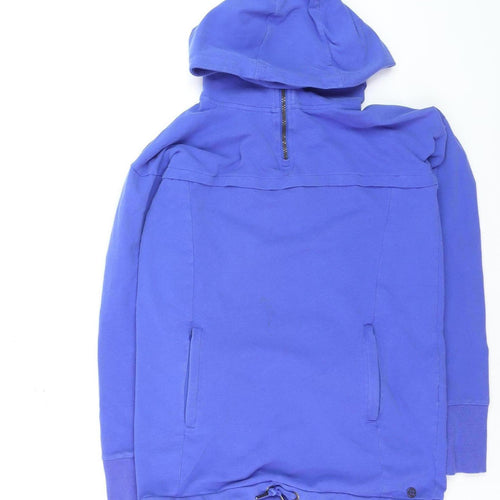 Sweaty Betty Womens Blue Half Zip Hoodie Medium Cotton Blend