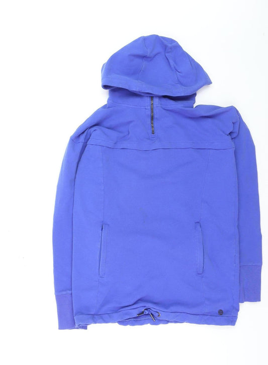 Sweaty Betty Womens Blue Half Zip Hoodie Medium Cotton Blend