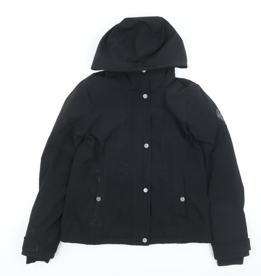 Hollister Women's Black Hooded Waterproof Parka Jacket S