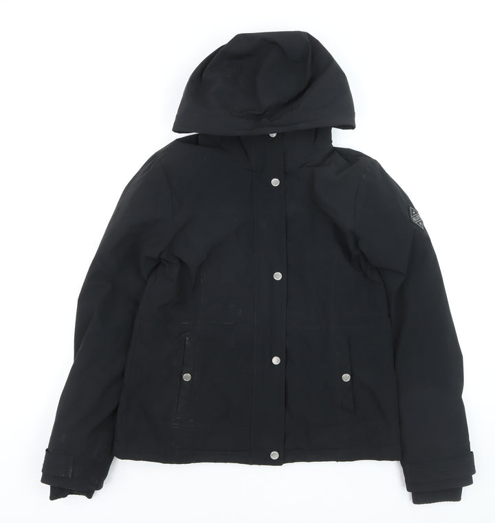 Hollister Women's Black Hooded Waterproof Parka Jacket S