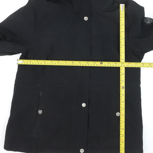 Hollister Women's Black Hooded Waterproof Parka Jacket S