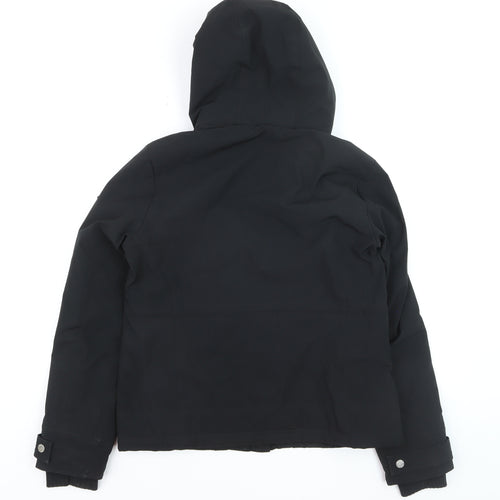 Hollister Women's Black Hooded Waterproof Parka Jacket S