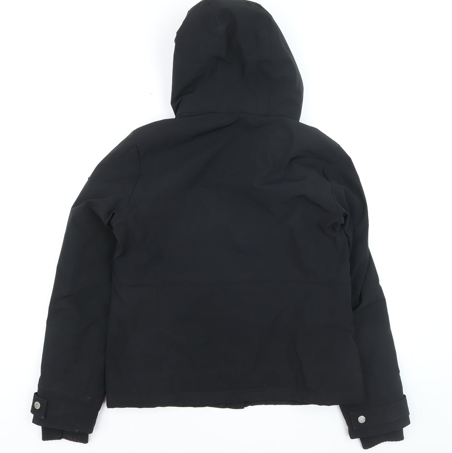 Hollister Women's Black Hooded Waterproof Parka Jacket S