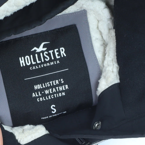 Hollister Women's Black Hooded Waterproof Parka Jacket S