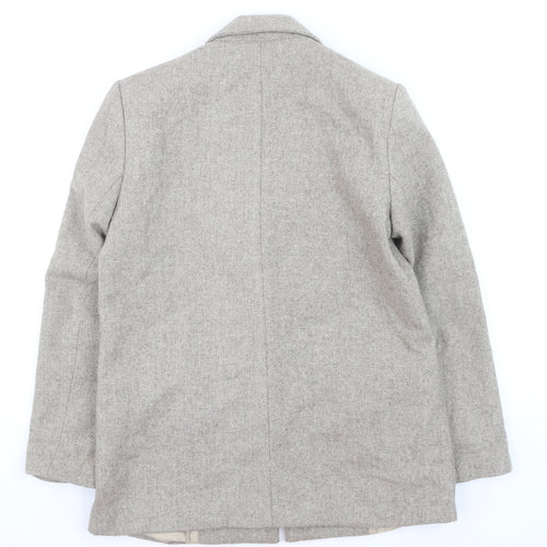 Zara Women Beige Wool Blend Single-Breasted Blazer XS