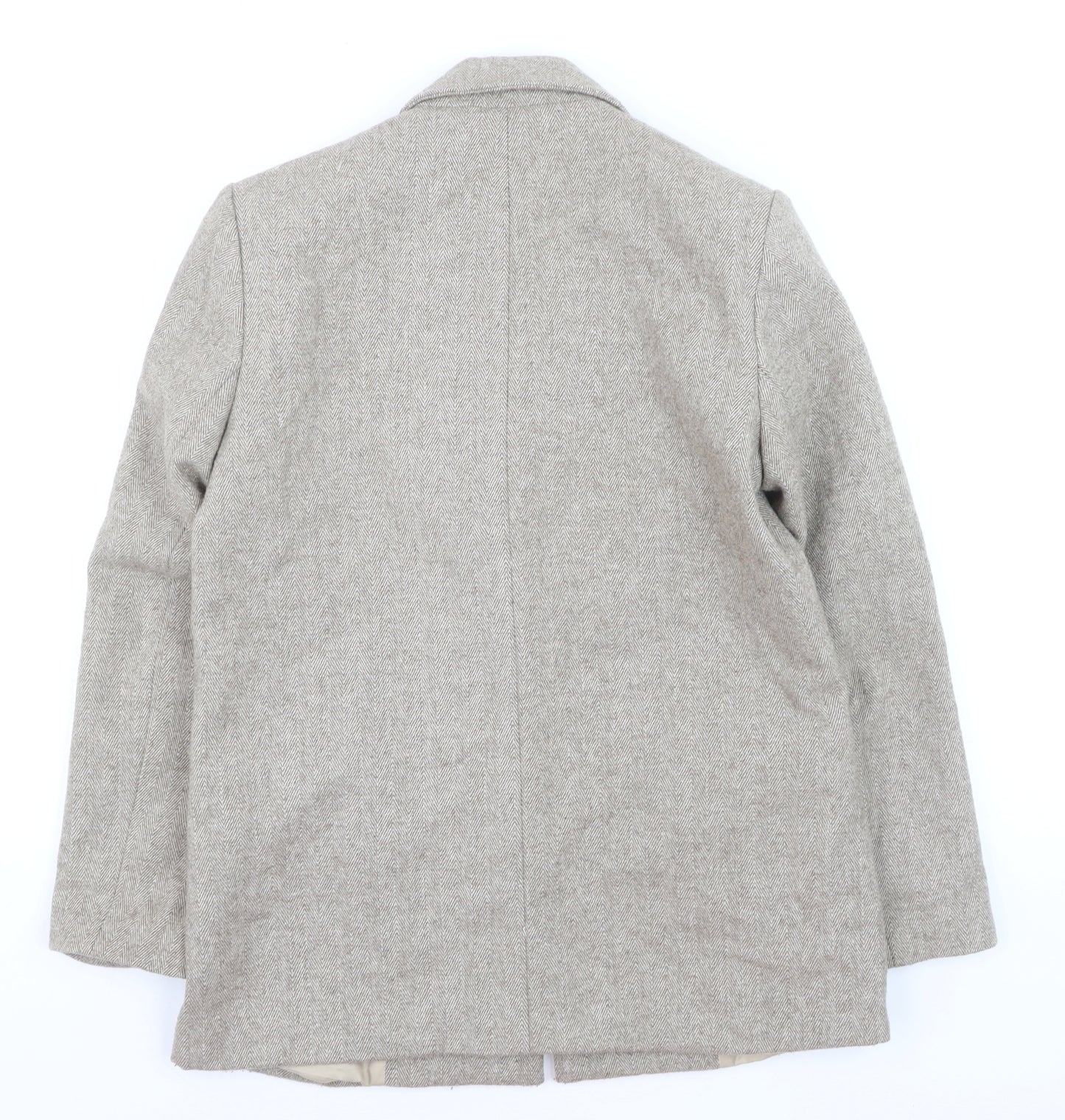 Zara Women Beige Wool Blend Single-Breasted Blazer XS