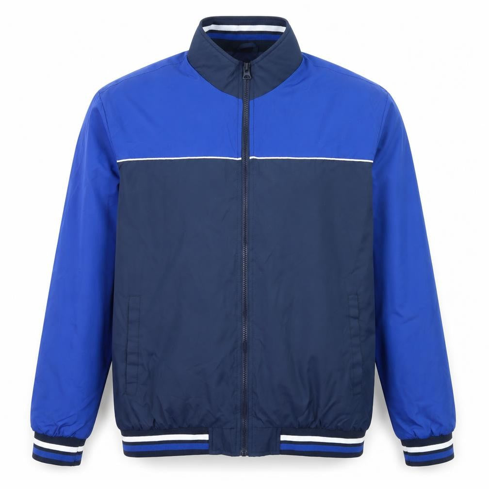 Front view of Studio Men's Blue XL Track Jacket Lightweight Full Zip