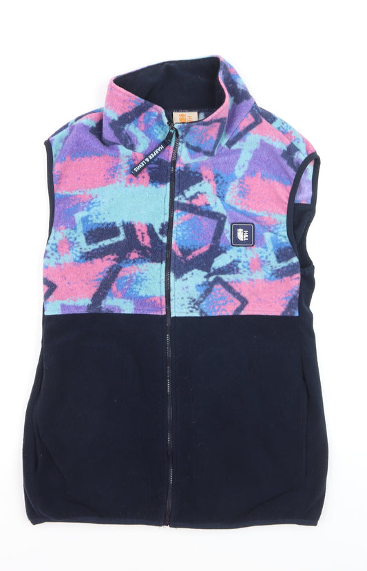 H&L Women’s Multicoloured Fleece Waistcoat Bodywarmer Size S Retro Style