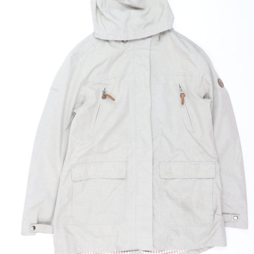 Trespass Womens Beige Waterproof Parka Jacket L UK 14 Windproof Hooded Outdoor Coat