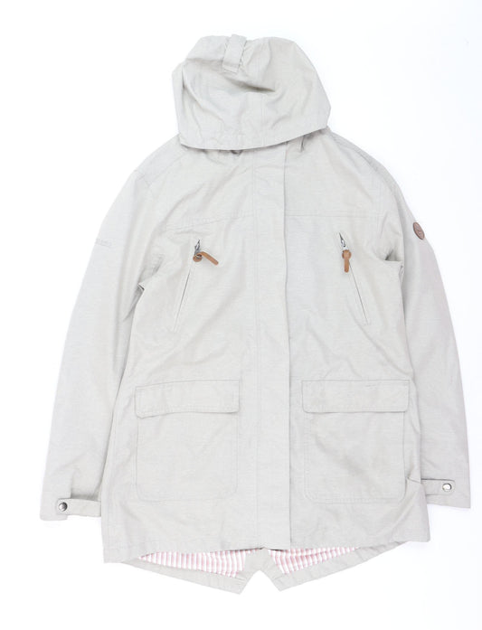 Trespass Womens Beige Waterproof Parka Jacket L UK 14 Windproof Hooded Outdoor Coat
