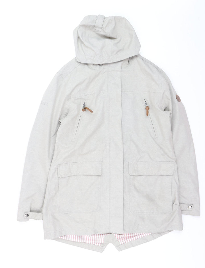 Trespass Womens Beige Waterproof Parka Jacket L UK 14 Windproof Hooded Outdoor Coat