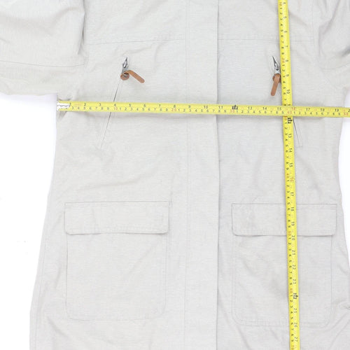 Trespass Womens Beige Waterproof Parka Jacket L UK 14 Windproof Hooded Outdoor Coat