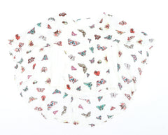 L.B.C. Womens White Butterfly Print Chiffon Tunic Blouse M