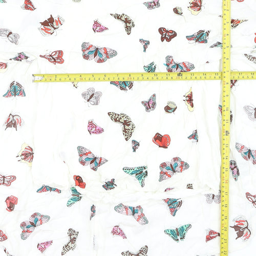 L.B.C. Womens White Butterfly Print Chiffon Tunic Blouse M