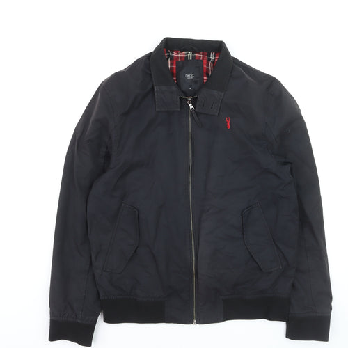 Next Men's Black Bomber Jacket M Cotton Nylon Lined Casual Style