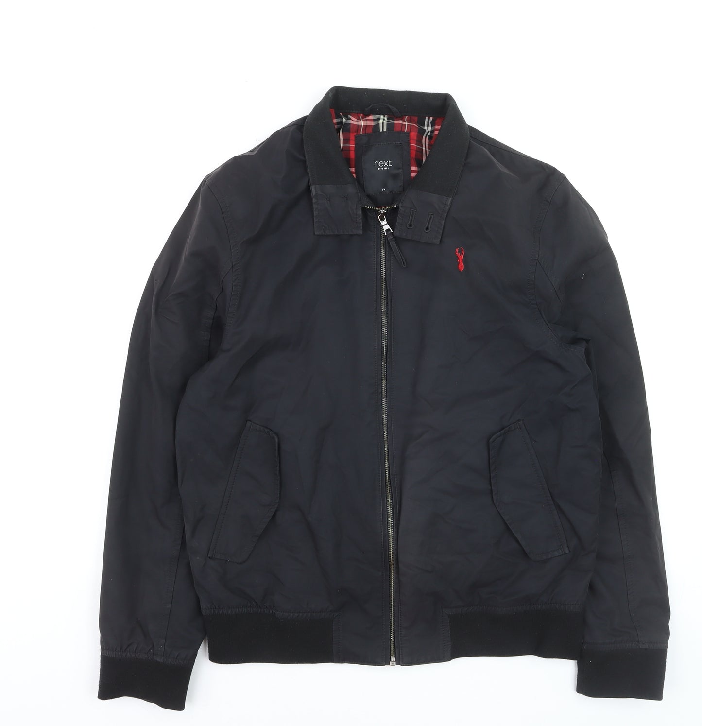 Next Men's Black Bomber Jacket M Cotton Nylon Lined Casual Style