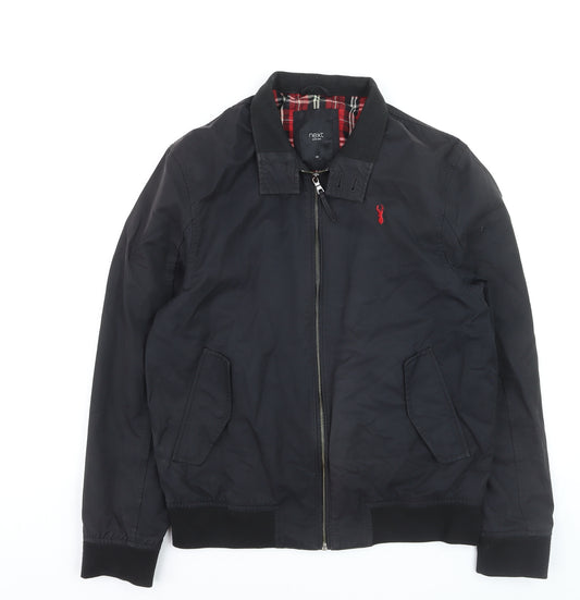 Next Men's Black Bomber Jacket M Cotton Nylon Lined Casual Style